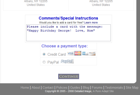 Detailed Image Gift Card Screenshot