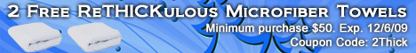 2 Free ReTHICKulous Microfiber Towels. Minimum $50. Coupon Code: 2Thick