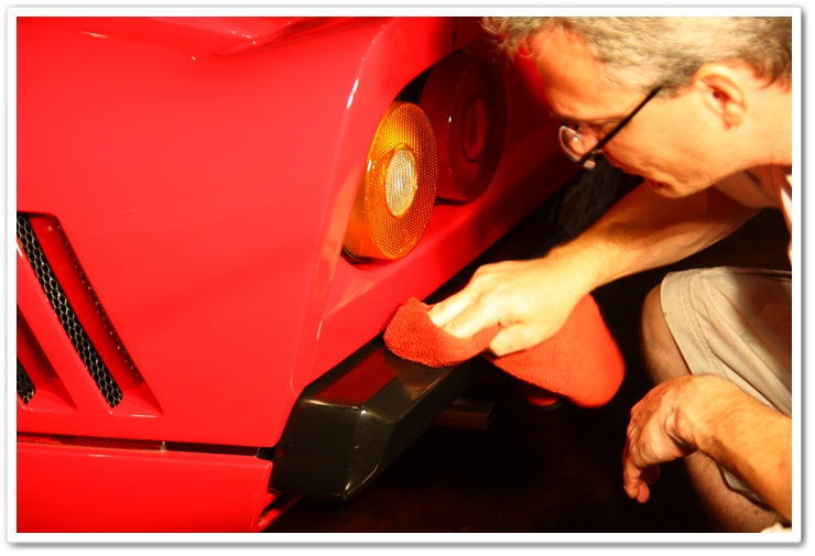 Applying Blackfire Wet Diamond to the bumpers of a 1985 Ferrari 288 GTO