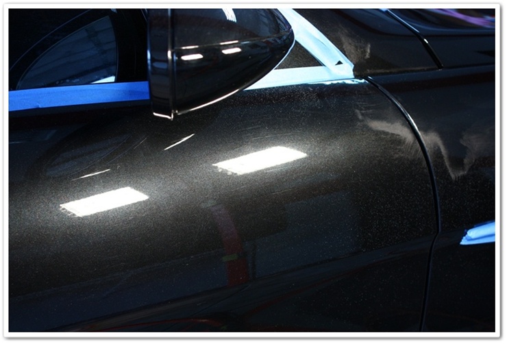 BMW M6 black sapphire paint prior to polishing with Menzerna SIP and orange pad