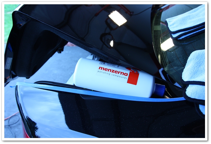 Using Menzerna polishes to prop the trunk lid so you can work on the lower portion of your trunk
