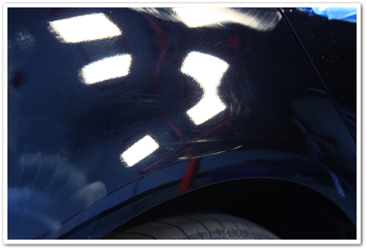 Right rear fender of an 2006 Acura TL in NBP prior to polishing