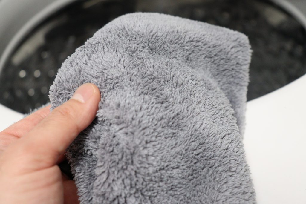Freshly washed towel out of the washer