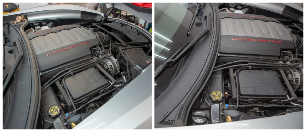 before and after engine bay
