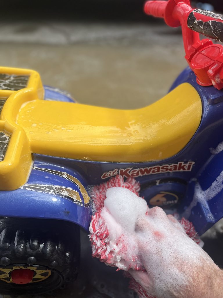 Power Wheels Lil’ Kawasaki Ninja Washing with WM2 Mitt