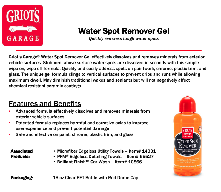 Water Spot Remover Gel