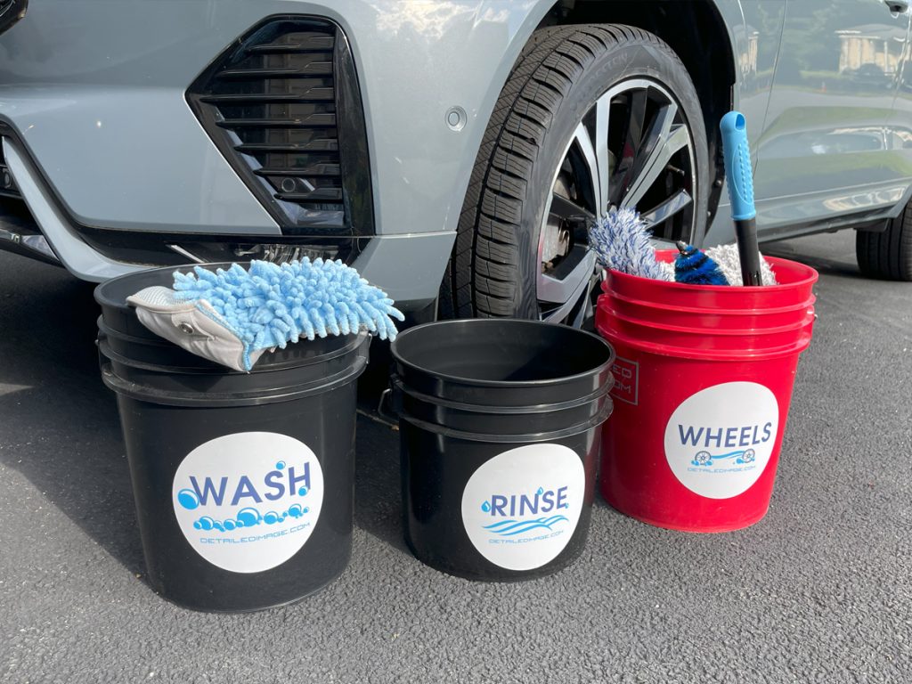 Detailer Bucket with Wash, Rinse, and Wheel Bucket Stickers