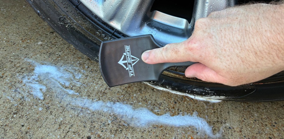 Tuf Shine Tire Brush in action