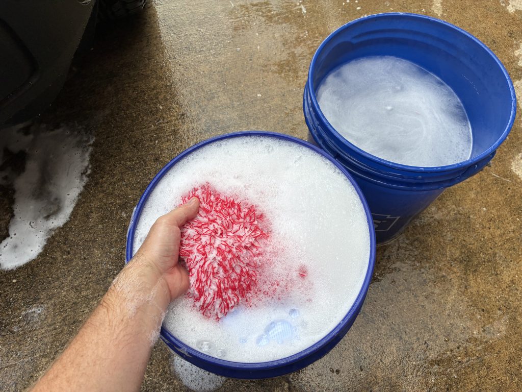 Dipping Mitt Back into Wash Bucket