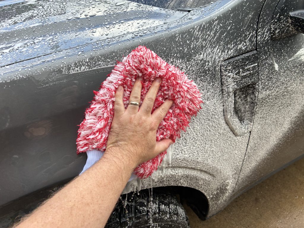 Moving to another panel with wash mitt