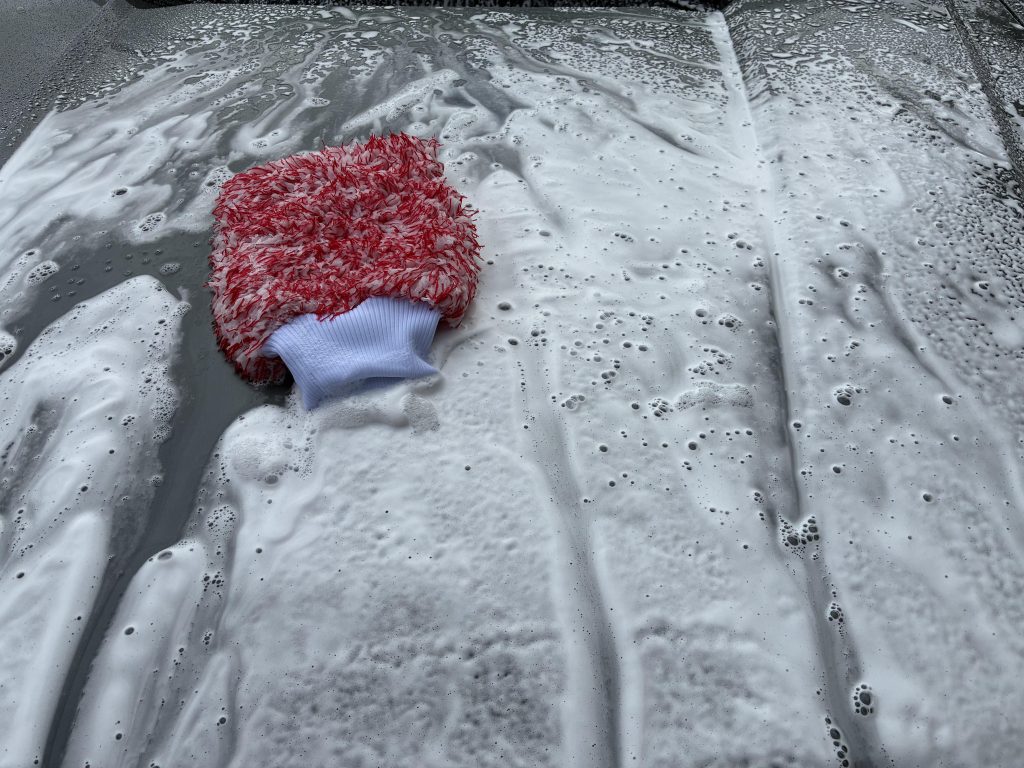 Wash Mitt on Paint Surface