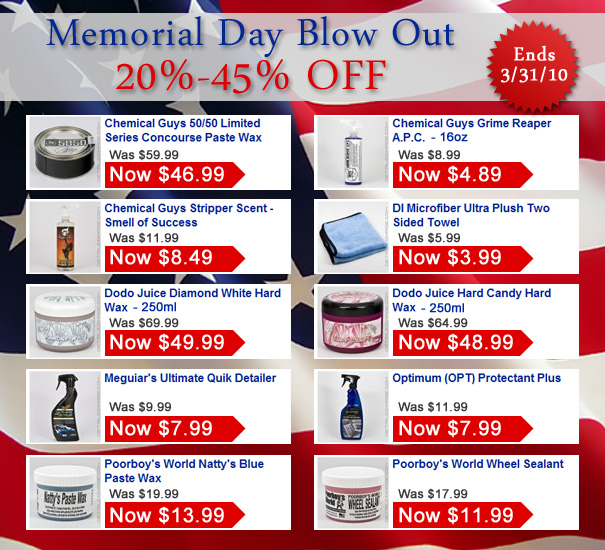 Memorial Day Blow Out Sale 20%-45% Off