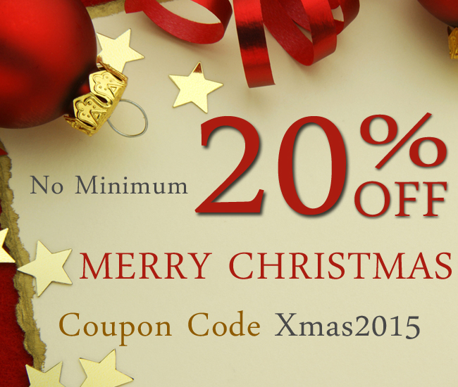 20% Off - No Minimum - Merry Christmas - Coupon Code Xmas2015