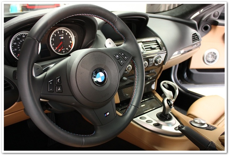 2008 BMW M6 steering wheel after interior detail