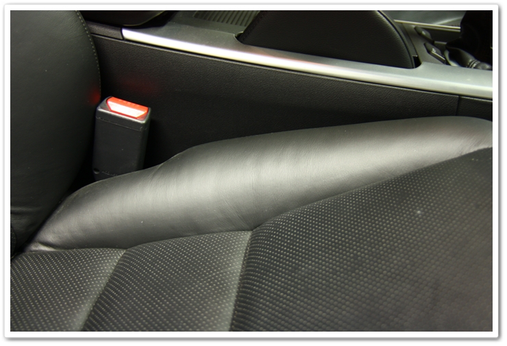 2006 Acura TL passenger seat prior to a Leatherique leather treatment