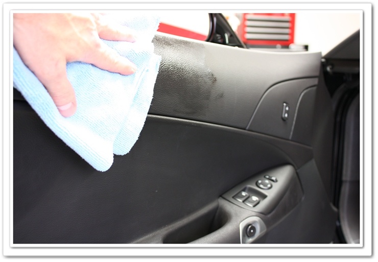 Cleaning Chevy Corvette interior with Optimum Leather Protectant Plus