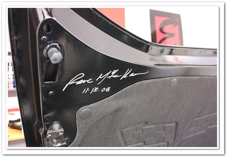 2008 black Z06 Chevrolet Corvette signed by David McLellan