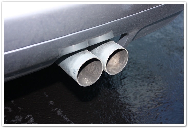 BMW M3 exhaust tips before detailing picture