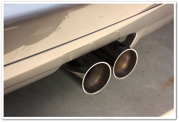 After picture of BMW M3 exhaust tips polished and detailed by Esoteric Auto Detail
