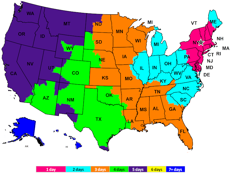 Detailed Image FedEx Ground Shipping Map