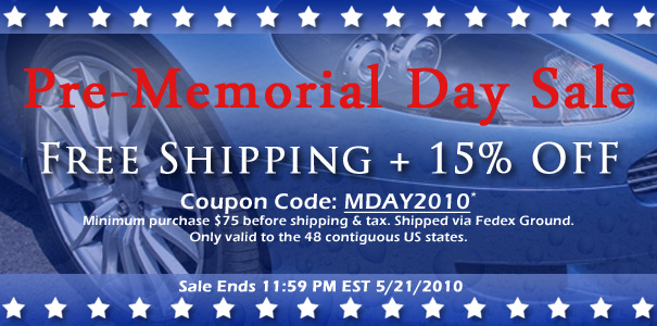 Free Shipping + 15% Off Pre-Memorial Day Sale