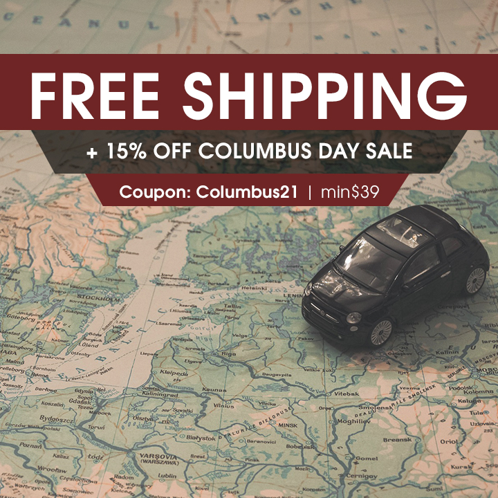 Free Shipping + 15% Off Columbus Day Sale - Coupon Columbus21 - Min $39