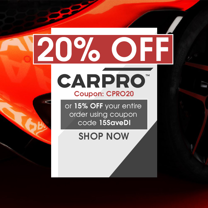 20% Off CarPro Coupon CPRO20 or 15% Off your entire order using coupon code 15SaveDI - Shop Now