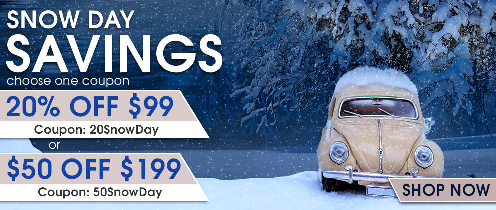 Snow Day Savings - Choose One Coupon - 20% Off $99 Coupon 20SnowDay or  $50 Off $199 - see offer details