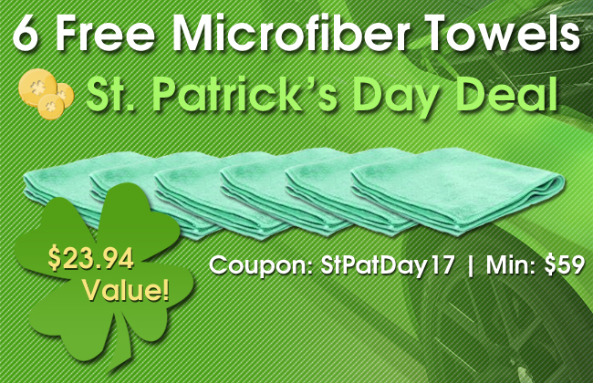 6 Free Microfiber Towels! St. Patrick's Day Deal! $23.94 Value! Coupon: StPatDay17 - Min: $59