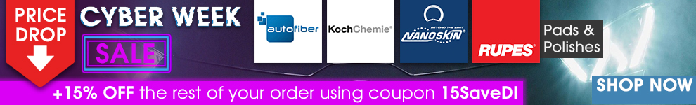 Cyber Week Price Drop Sale - Rupes Pads and Polishes, Autofiber, Koch Chemie, and Nanoskin + 15% Off The Rest Of Your Order Using Coupon 15SaveDI - Shop Now