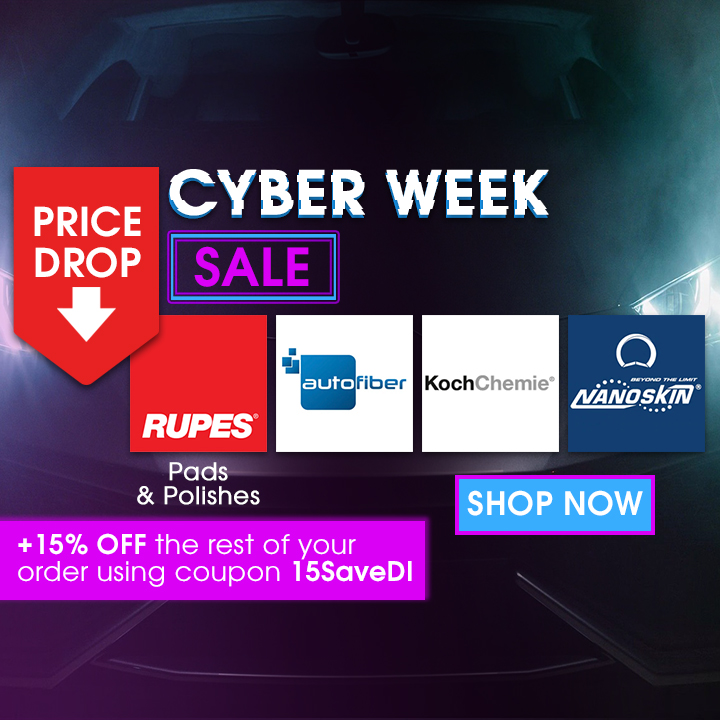Cyber Week Price Drop Sale - Rupes Pads and Polishes, Autofiber, Koch Chemie, and Nanoskin + 15% Off The Rest Of Your Order Using Coupon 15SaveDI - Shop Now
