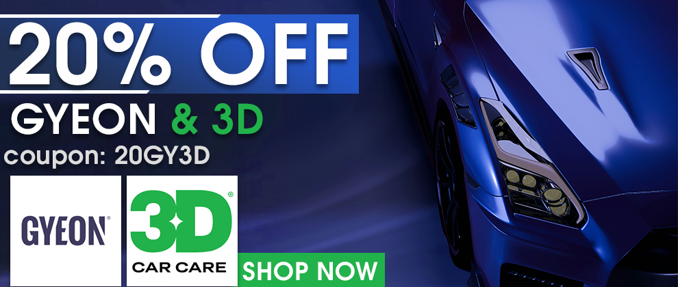 20% Off Gyeon and 3D - Coupon 20GY3D - Shop Now