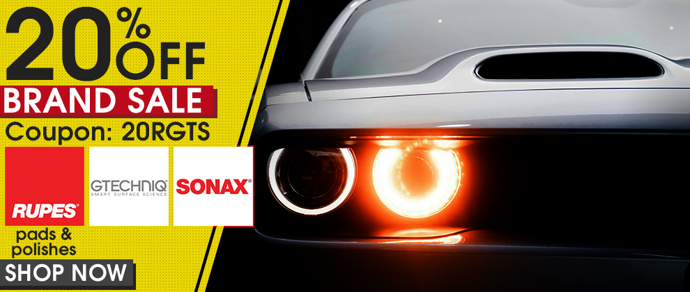 20% Off Brand Sale Coupon 20RGTS - Rupes Pads & Polishes, Gtechniq, and Sonax - Shop Now