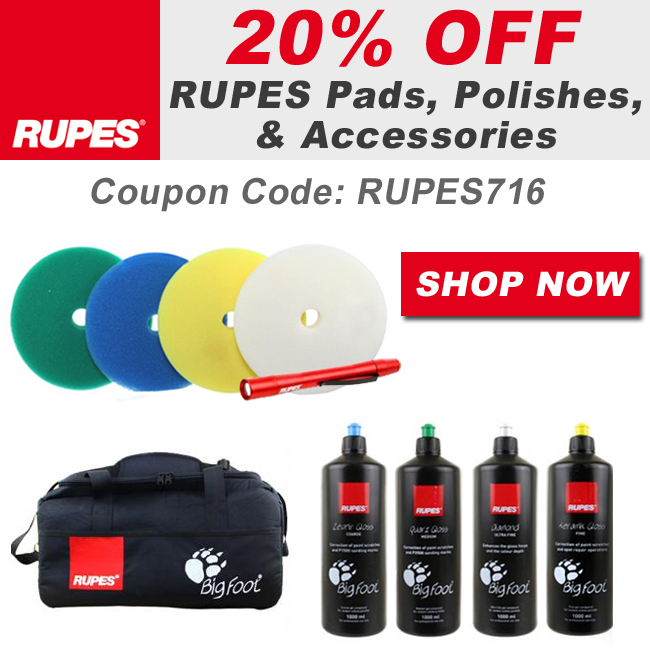 20% Off Rupes Pads, Polishes, & Accessories - Coupon Code: RUPES716 - Shop Now