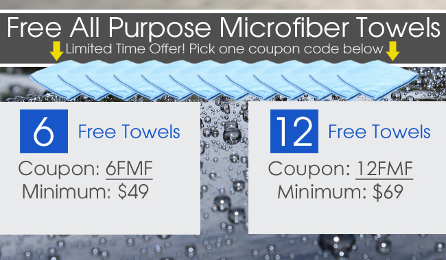 Free All Purpose Microfiber Towels - 6 Free Towels Coupon 6FMF with Minimum $49 - 12 Free Towels Coupon Coupon 12FMF with Minimum $69