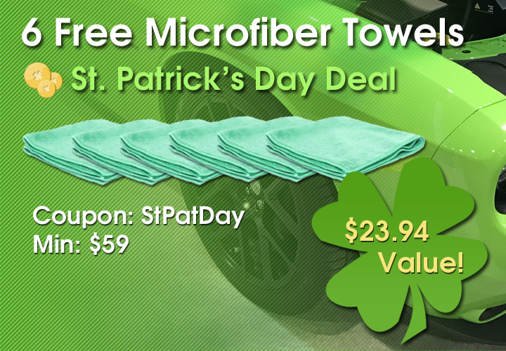 6 Free Microfiber Towels - St. Patrick's Day Deal - $23.94 Value - Coupon: StPatDay - Min: $59