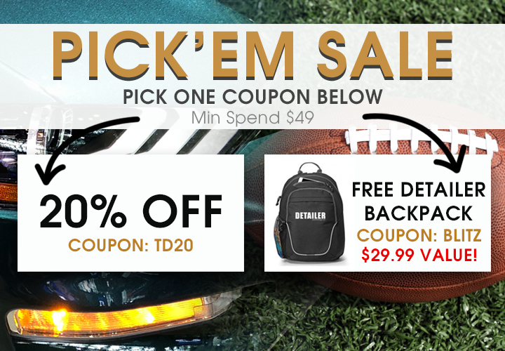 Pick'em Sale - Pick One Coupon - Min Spend $49 - 20% off Coupon TD20 or Free Detailer Backpack Coupon Blitz