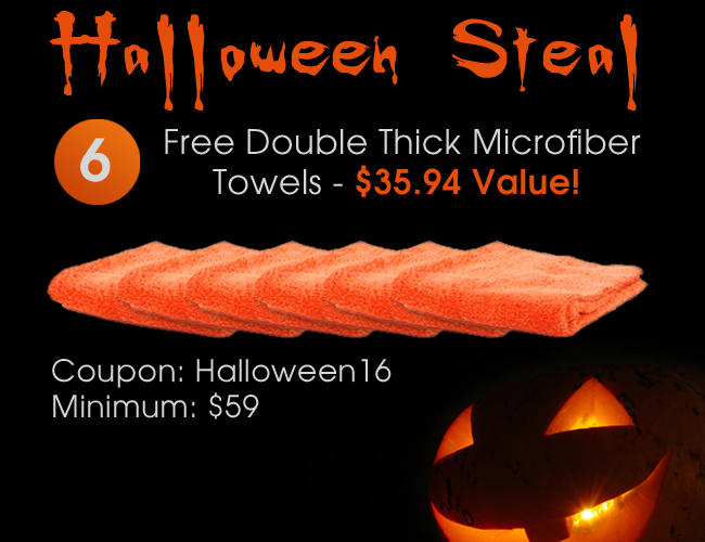 Halloween Steal! 6 Free Double Thick Microfiber Towels - $35.94 Value! Coupon: Halloween16 | Minimum: $59