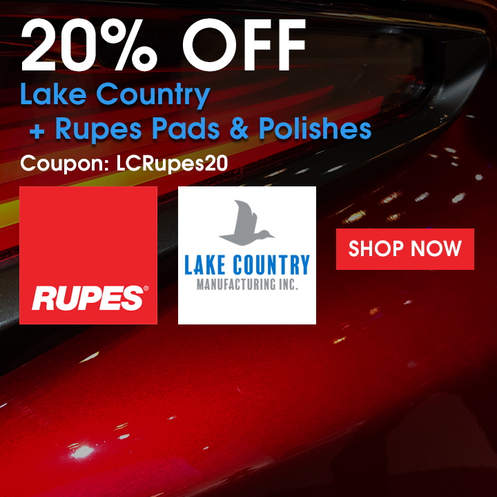 20% Off Lake Country + Rupes Pads & Polishes