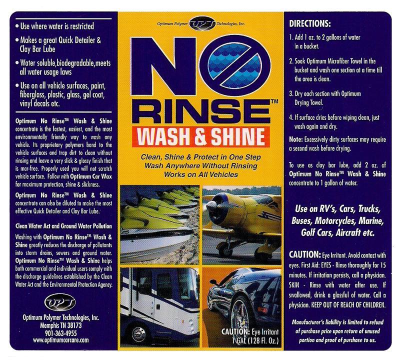 Optimum No Rinse Wash & Shine Shampoo -Opticoat Car Care
