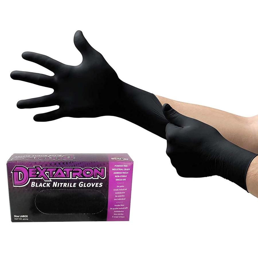 Hi-Tech Dextatron Black Nitrile Gloves 6 mil - Large - Detailed Image