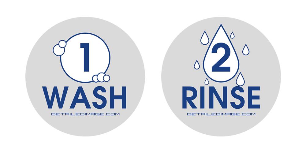 Wash and Rinse Bucket Stickers (Grey)